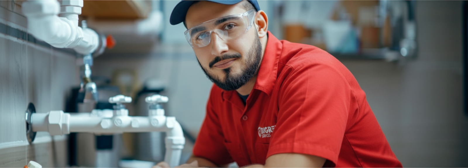 technician focusing on winter plumbing protection